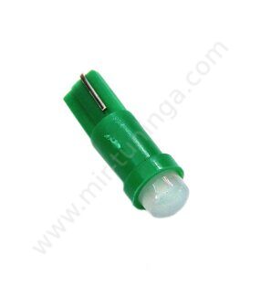 Лампа светодиодная 1.2W Т5 (W2,0-4,6d) зеленая, СОВ диод (б/цокольная малая) 12v